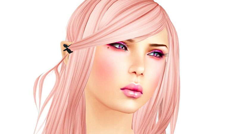 nose, pink, face, long hair, CGI, hair nose, pink, face, long hair, CGI, hair