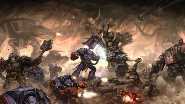 battle, Warhammer 40 000, space marines, games, mech, ork
