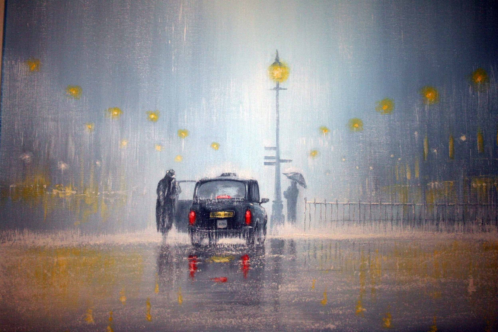 malování, voda, auto, odraz, nebe, déšť, Anglie, taxi, atmosféra, Mini Cooper, během dne, počítač tapeta, 2496x1664 px, jev