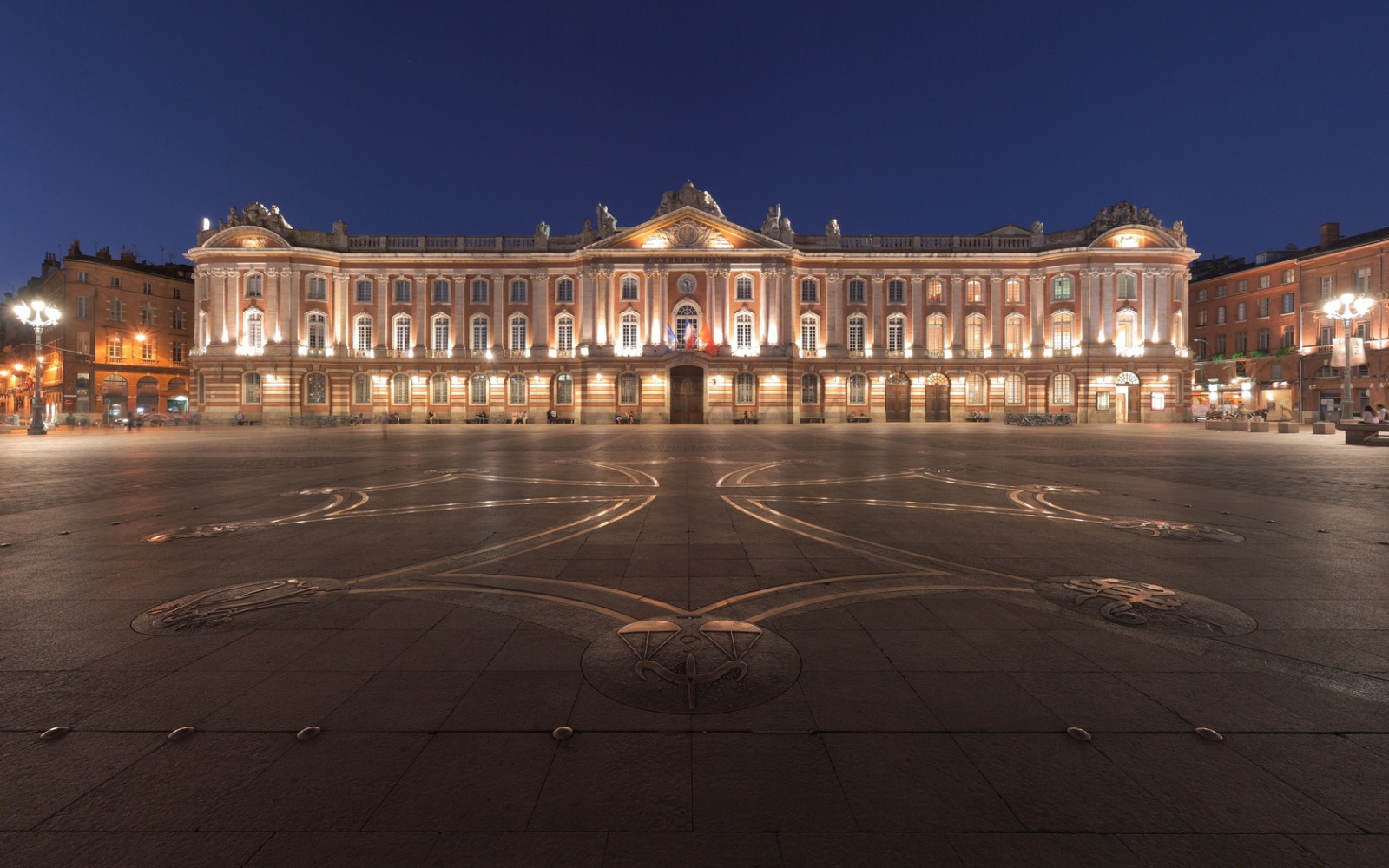 Hintergrundbilder Toulouse, Stadt, Platz, Nacht, Frankreich