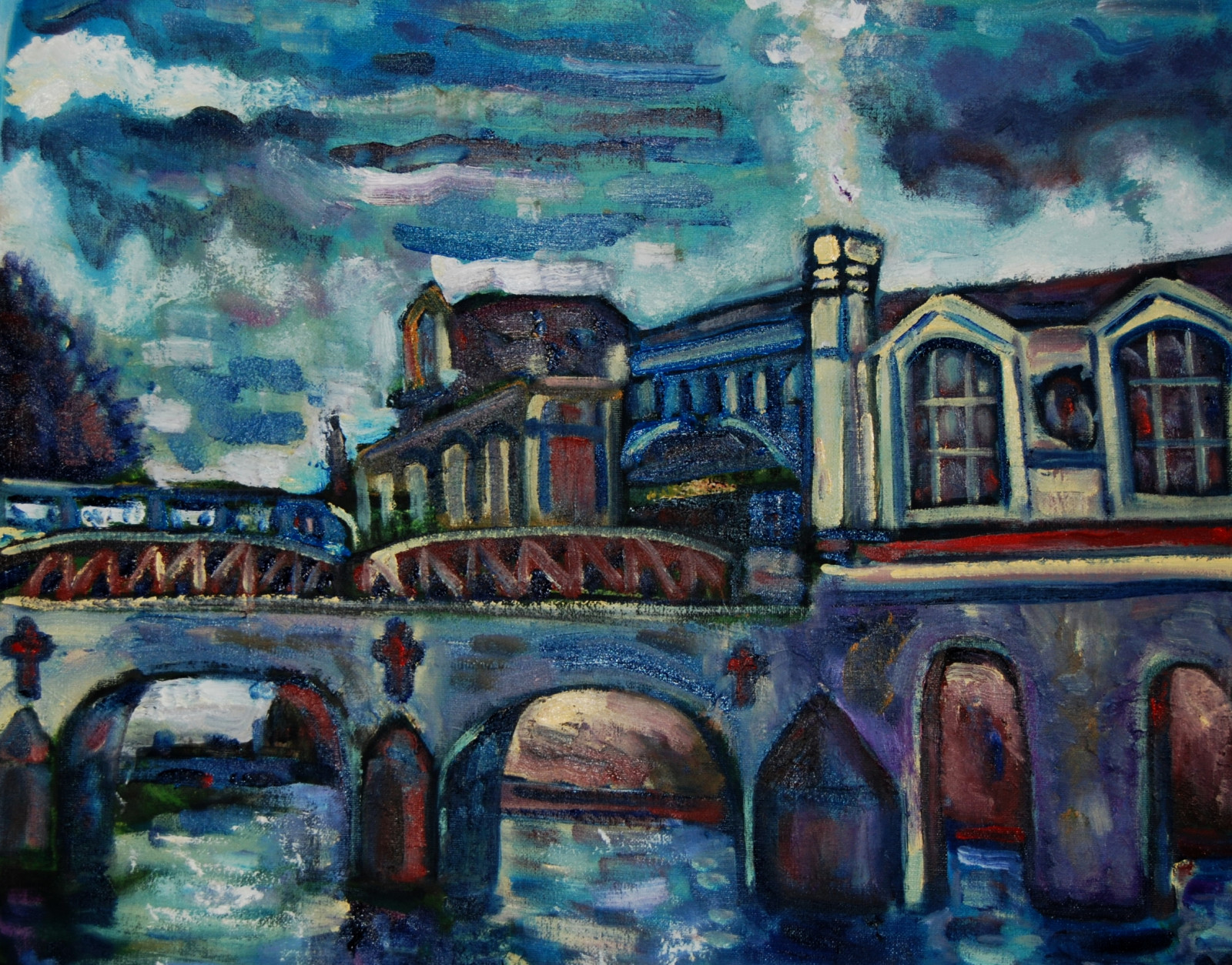 most, Paříž, Francie, UMĚNÍ, stanice, puente, Frankreich, arte, gare, kunst, oblouky, ponte, olej, estacion, pont, surrealista, francia, Austerlitz, huile, Arcos, oleo, Bruecke, Oel, Surrealisté, surrealista, michaelkent