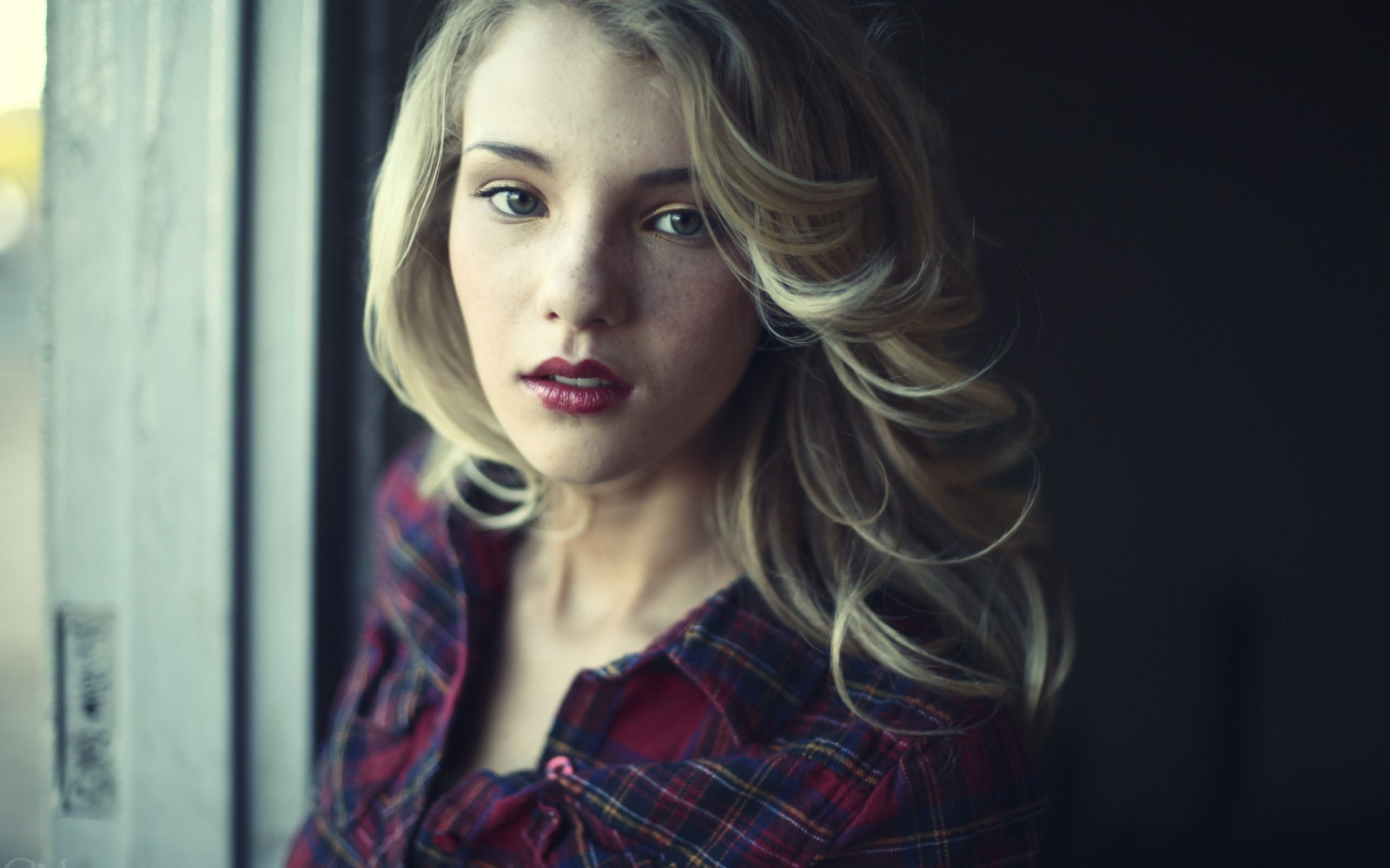 tvář, ženy, model, portrét, blondýnka, hloubka pole, oči, dlouhé vlasy, otevři pusu, při pohledu na diváka, Červené, makeup, fotografování, košile, móda, vlasy, emoce, Osoba, hlava, Rachel Ann Yampolsky, barva, dívka, krása, oko, žena, dáma, fotografie, tma, portrétní fotografie, focení, hnědé vlasy, umění model