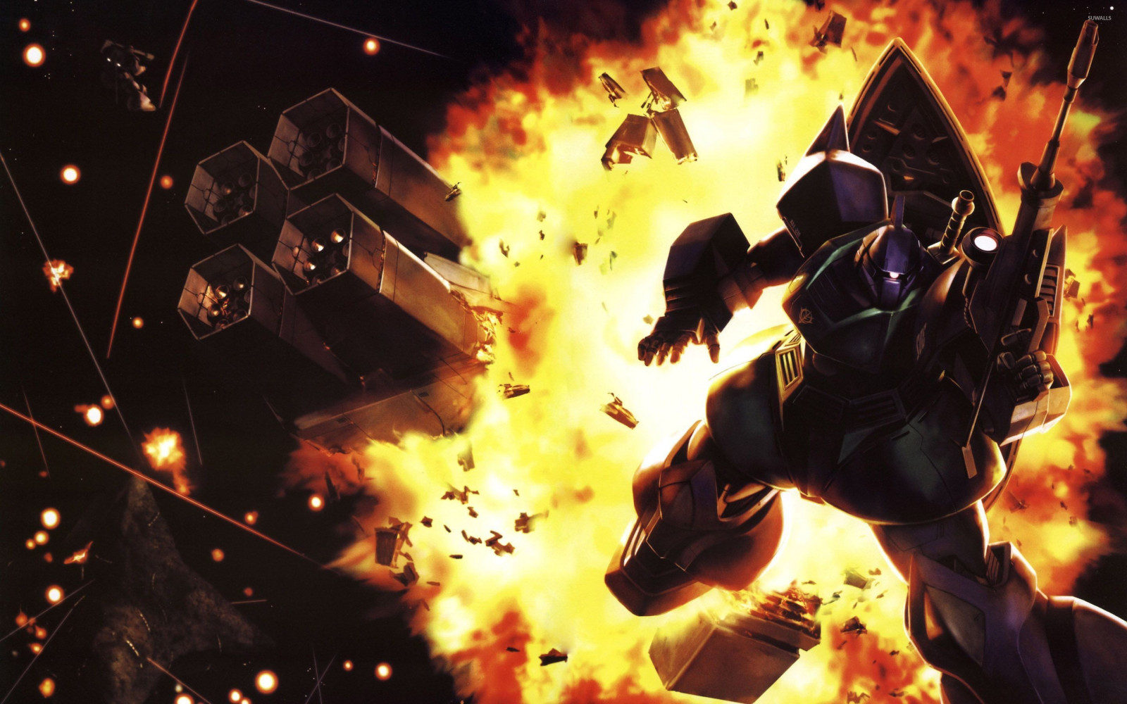 robot, oheň, Mobilní oblek z gundam, exploze, táborák, plamen, Snímek obrazovky, táborák