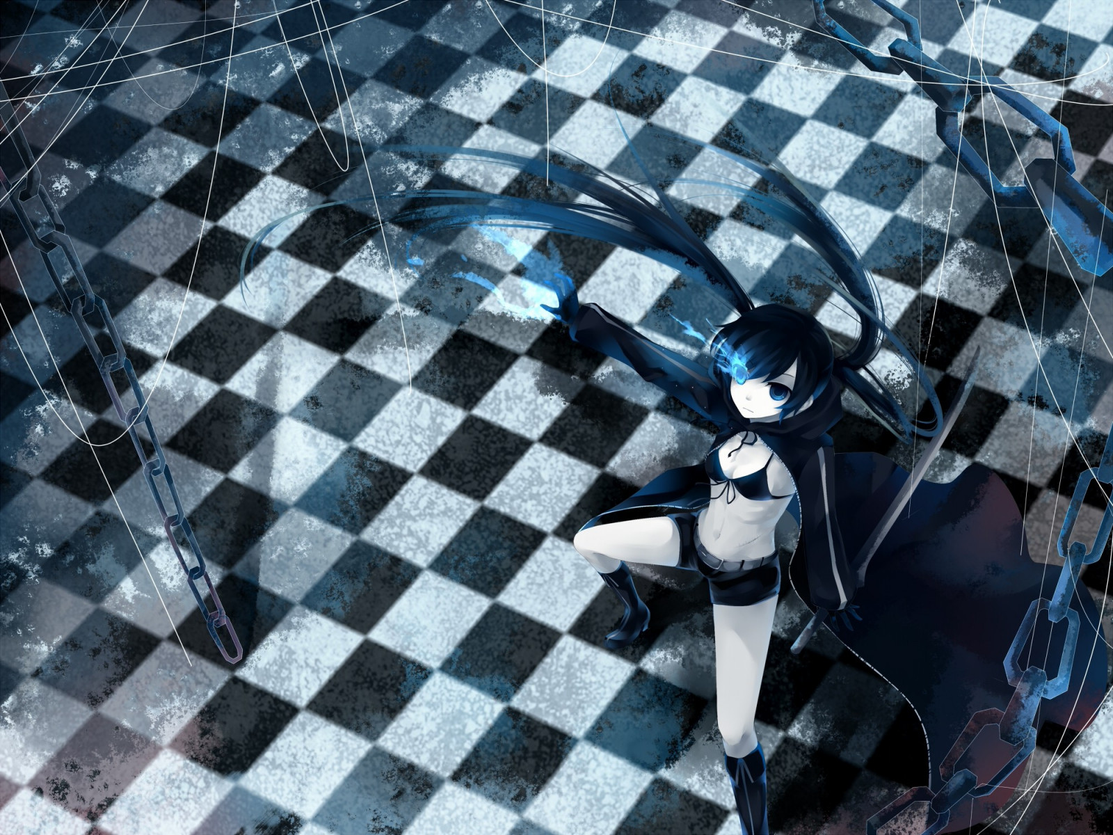Wallpaper : black, anime girls, symmetry, blue, pattern, Kuroi Mato ...
