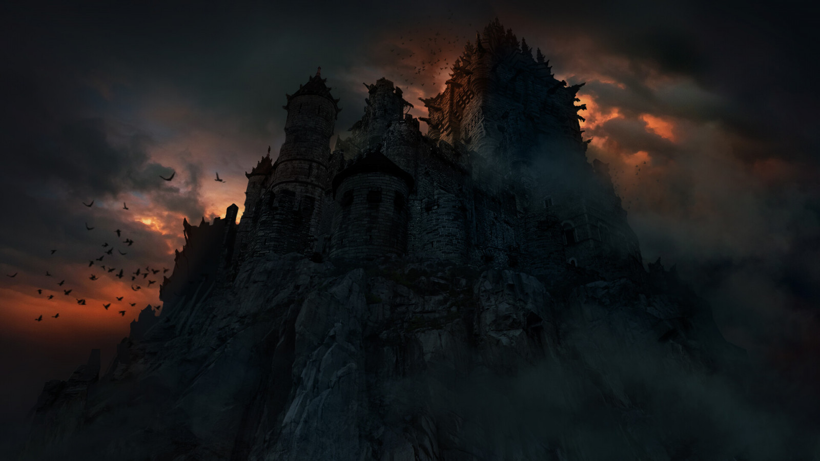 Andrey Bakulin, Myst, hrad, krajina, fantasy umění, digitální