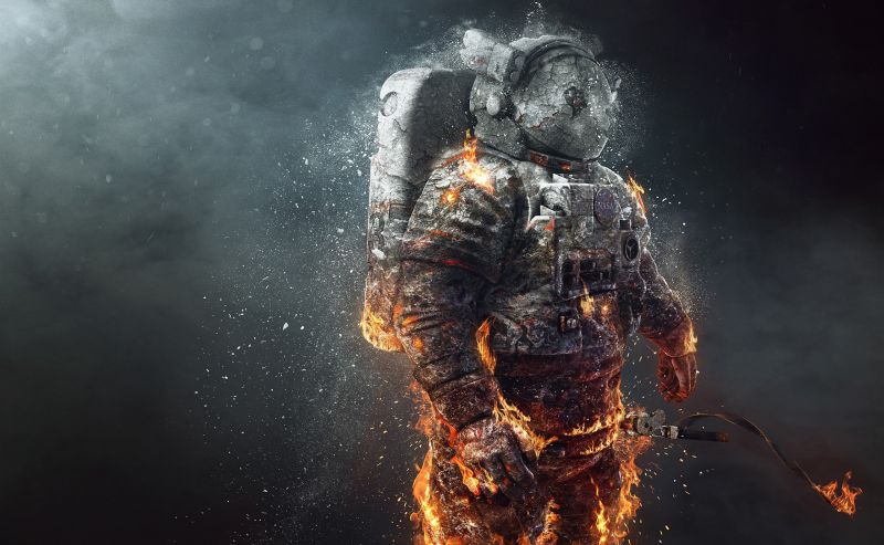 astronaut,kunstværk,brand