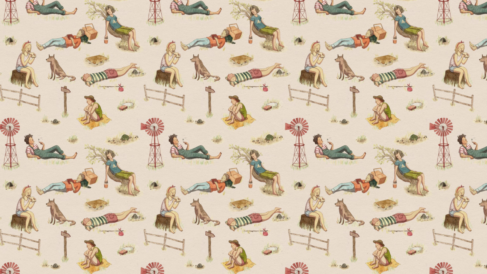 muži, stromy, ilustrace, digitální umění, zvěř, ženy, jednoduché pozadí, minimalismus, Pes, jednoduchý, vzor, textura, plot, větrná turbína, želva, design, font