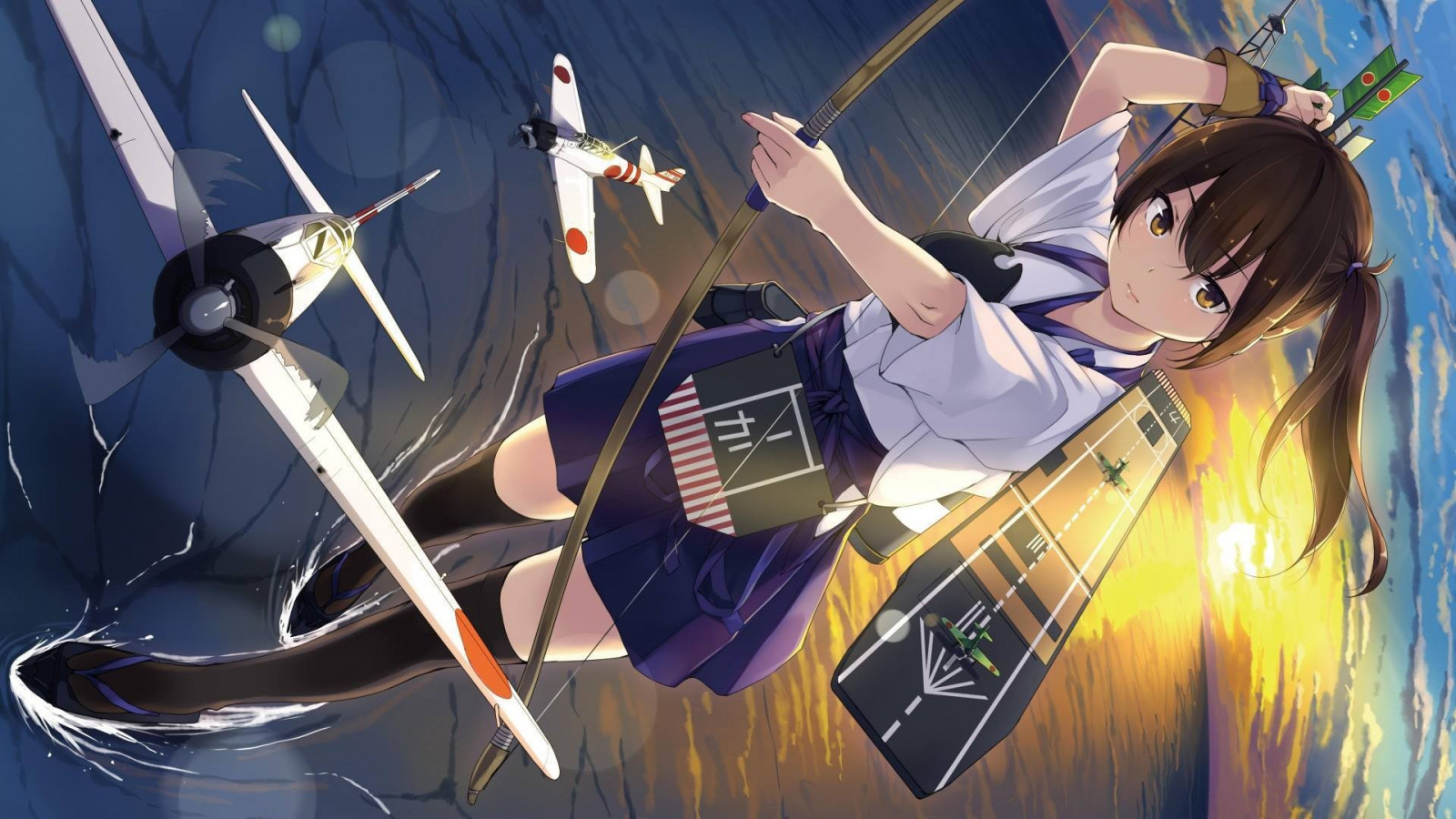 ilustrace, anime, Kantai Collection, fan art, Kaga KanColle, Snímek obrazovky, mangaka