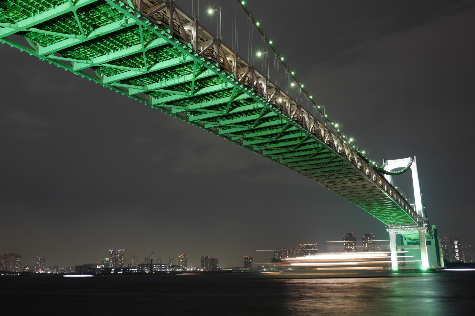 Japonsko, panoráma města, noc, odraz, panoráma, mrakodrap, most, stadión, minout, Leica, Tokio, struktura, jp, světlo, osvětlené, mezník, duhový most, summilux, leicaq, summilux1728, q, 1728, iillumination, Atmosféra Země, kabel vydržel most