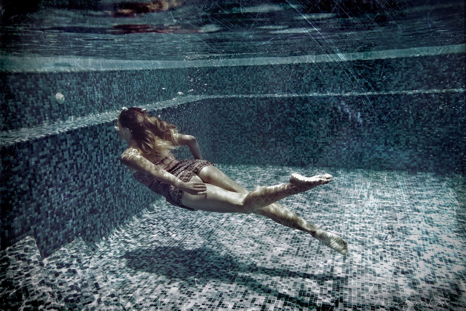 voda, Pod vodou, odraz, fotografování, zábava, dívka, strom, volný čas, rekreace