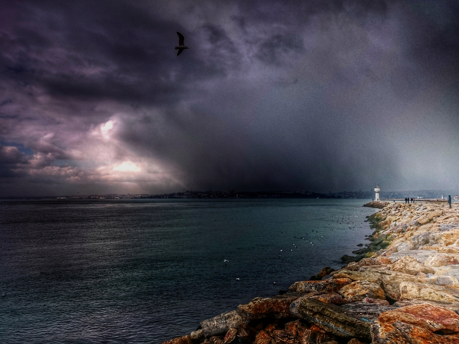 západ slunce, moře, Příroda, nebe, svítání, bouřka, pobřeží, horizont, atmosféra, soumrak, hrom, mrak, flickr, počasí, oceán, bouřka, vlna, mořská vlna, meteorologický jev, Deniz, seagul, Fener, Marti