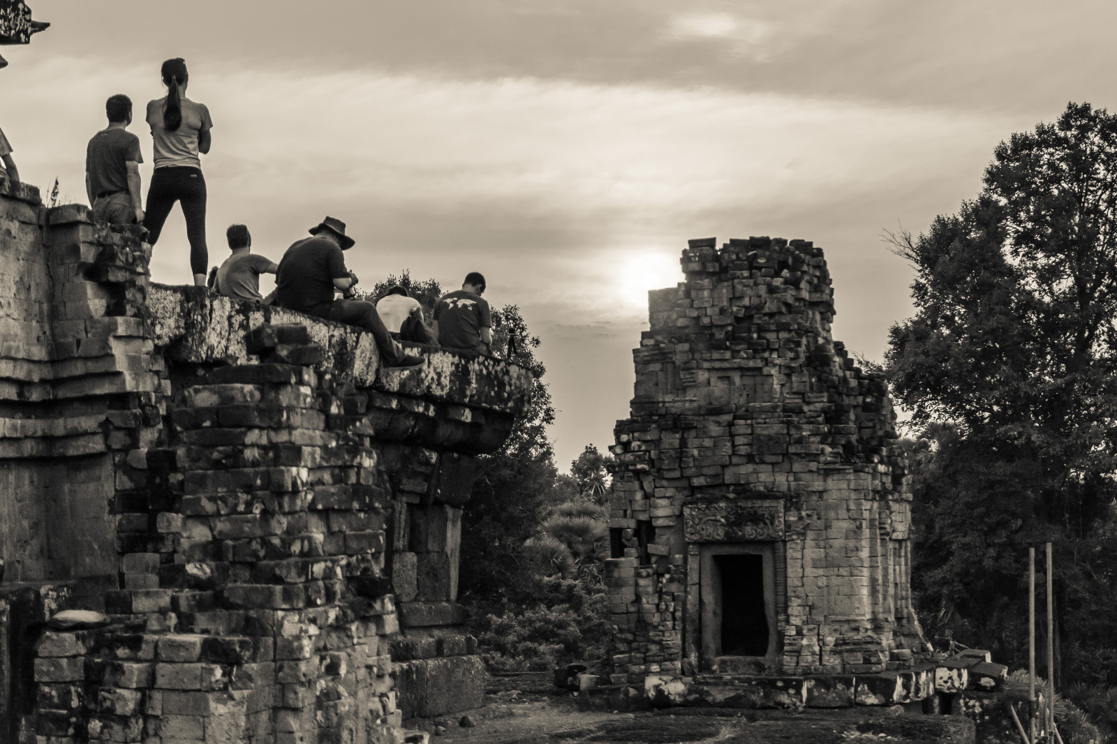 Prerup, Camboja, Angkor, templo, hindu, Siemreap, Khmer, ARTE, arquitetura, Viagens dentro de, Sudeste Asiático, Nikon7100, Pôr do sol, Preto e branco