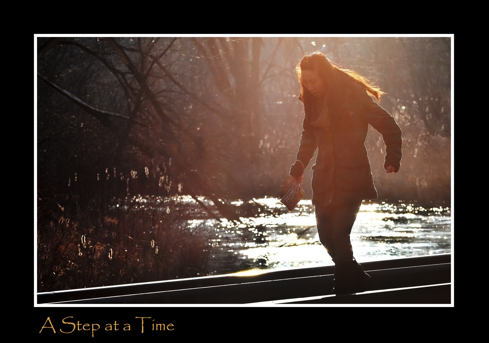 slunečnímu záření, stromy, venku, asijský, fotografování, proud, emoce, chůze, jiskří, romantika, cattails, zlatá hodina, fotografie, smysl, upřímný, obraz, asiangirl, hezká holka, kryt alba, lesknoucí se, railwaytracks