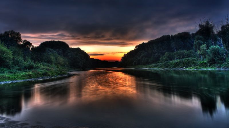 krajina, západ slunce, moře, voda, Příroda, odraz krajina, západ slunce, moře, voda, Příroda, odraz