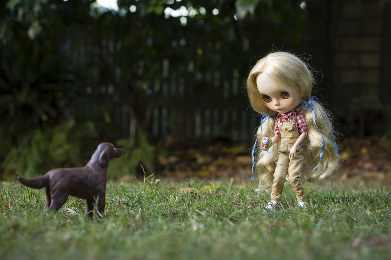 rød, hund, skjorte, dukke, krøller, gingham, blond, Blythe, MIRANDA, Sindy, factorygirl, overallsfromemilywong