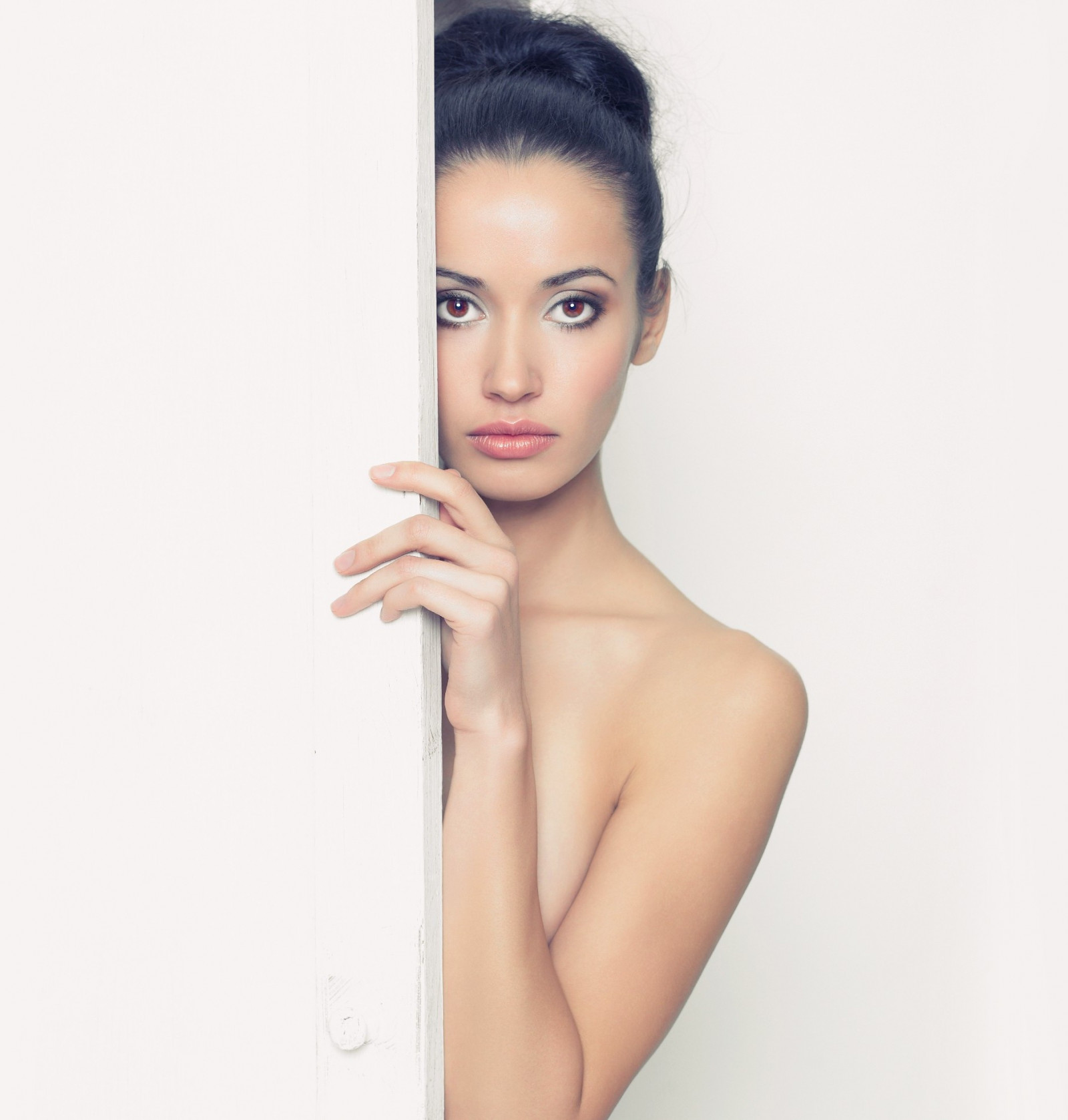 tvář, ženy, model, dlouhé vlasy, černé vlasy, vlasy, nos, kůže, hlava, krása, oko, ret, krk, paže, účes, focení, hnědé vlasy, obočí, Lidské tělo, řasa, 1864x1956 px