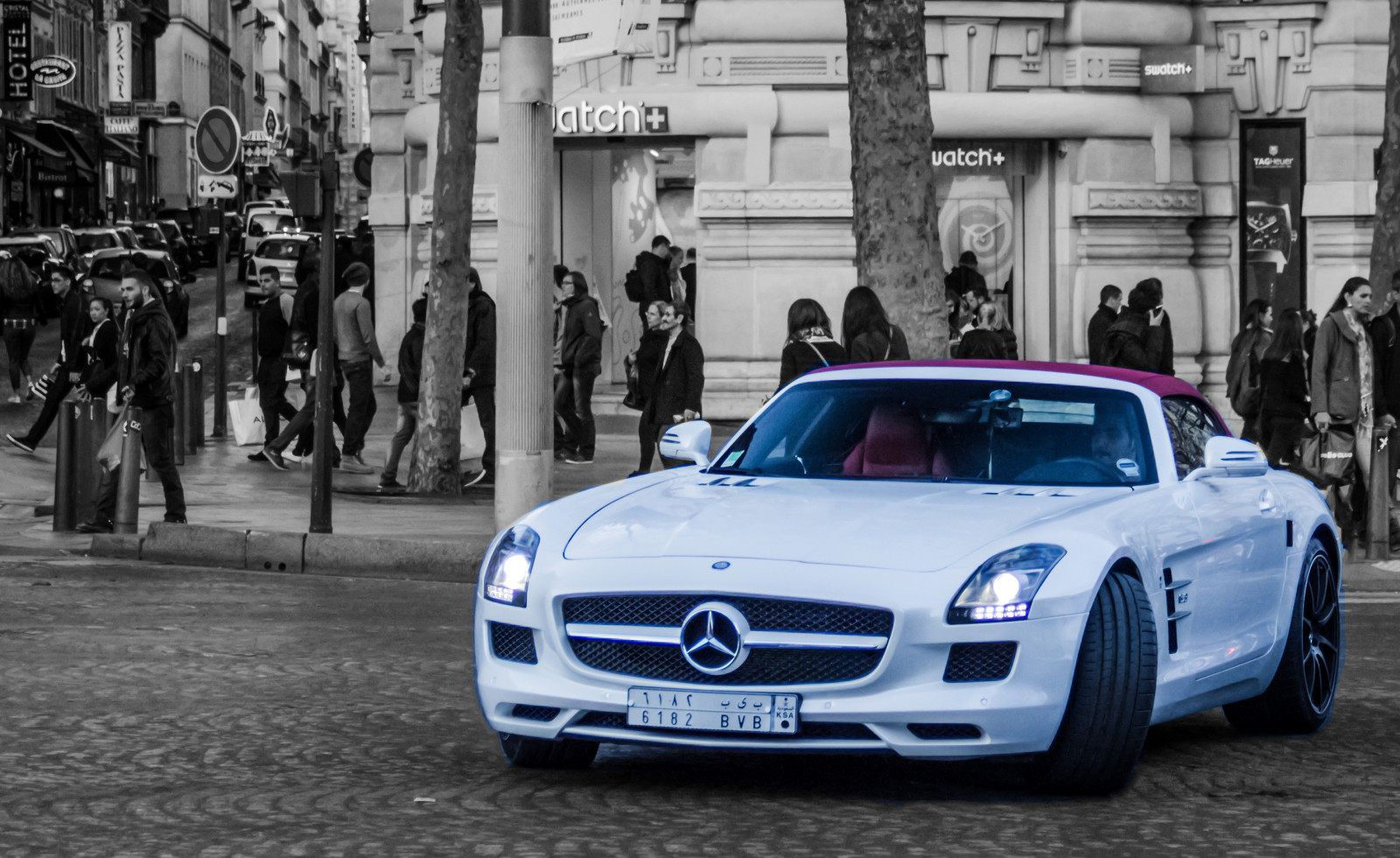 rosso, bianca, Parigi, automobili, auto, Canone, fotografia, flickr, eccezionale, super, individuare, voiture, esotico, macchiato, costoso, supercar, smacchiatura, sls, auto sportiva, AMG, sportive, supercar, Roadster, tram, 2014, D600, worldcars, superauto, worldofcars