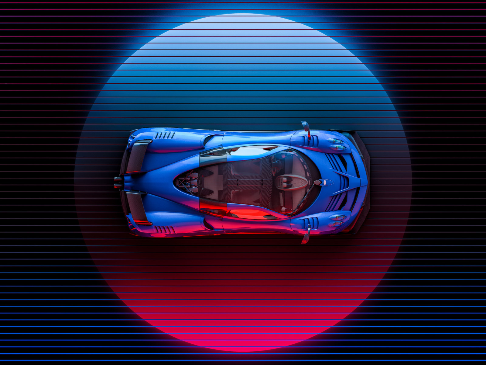 auto, umělecká díla, digitální, neon, neon glow, cyberpunk, Pagani, Pagani Huayra, světla, digital osvětlení