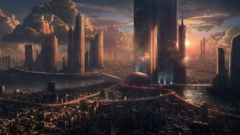 panoráma města, noc, umělecká díla, večer, malování, město panoráma města, noc, umělecká díla, večer, malování, město