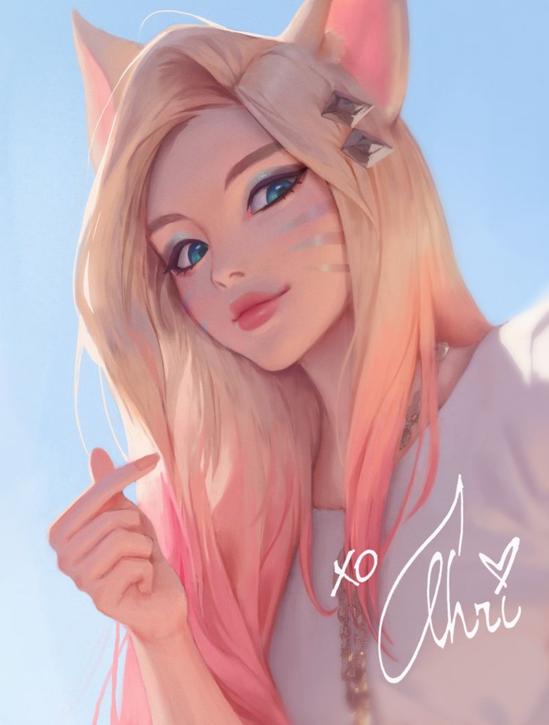 kunstverk,fantasy jente,blå øyne,fantasy art,dyr ører,blond