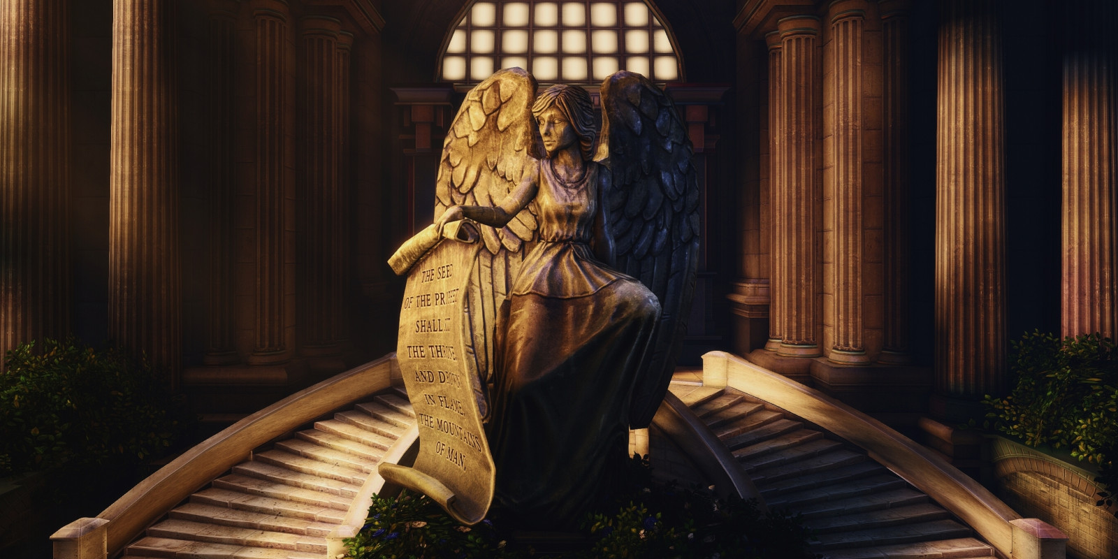 statue, træ, mørke, nat
