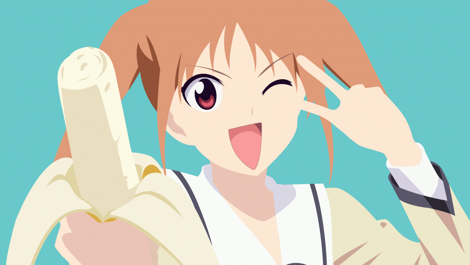 AHO GIRL, Hanabatake Yoshiko, bananer, ErominimalistSensei, minimalism, enkel bakgrund