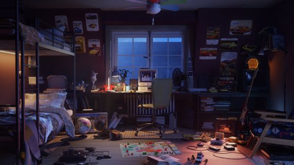 Andrew Averkin,Retro computers,retro games,indoors,office,retro console