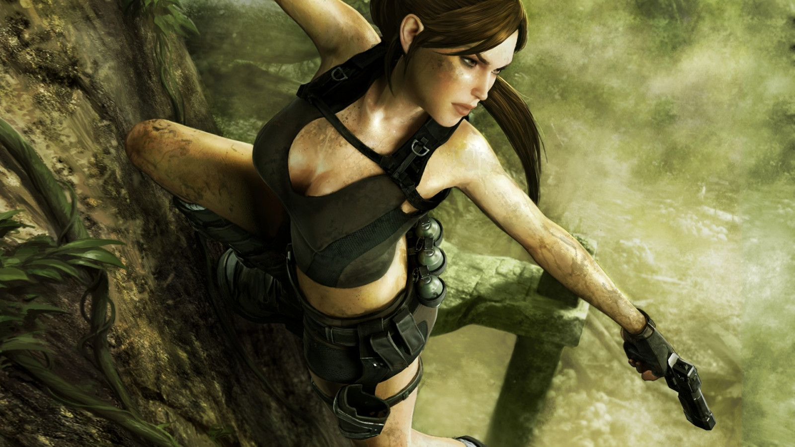 Videopelit, kuvamateriaali, viidakko, Lara Croft, Haudan ryöstäjä, mytologia, kuvakaappaus, 1920x1080 px, taustakuva, nainen soturi