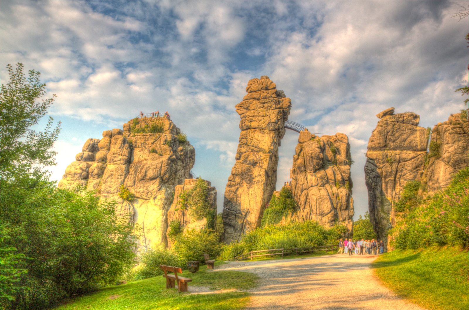 Germany Rocks Wallpaper : trees, landscape, rock, sky, park, clouds, green, castle ...