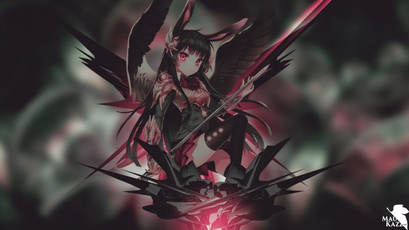 anime, κορίτσια anime, το κόκκινο, αυτιά των ζώων, παρασκήνια, μαύρα μαλλιά anime, κορίτσια anime, το κόκκινο, αυτιά των ζώων, παρασκήνια, μαύρα μαλλιά
