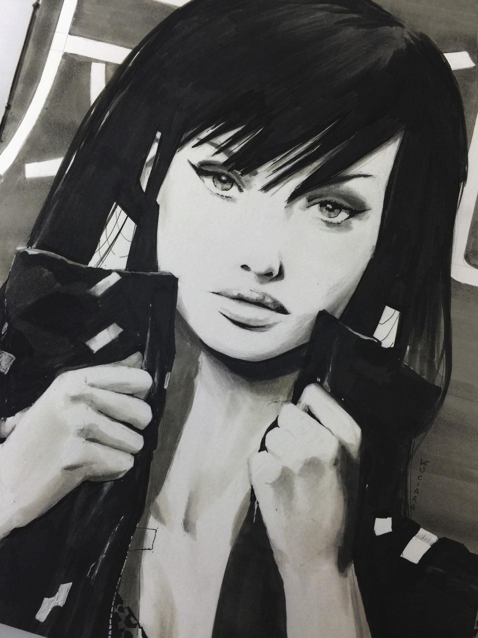 tvář, výkres, bílý, Černá, ilustrace, černobílý, fantasy umění, anime, anime dívky, 2D, fan art, UMĚNÍ, obraz, skica, goth subkultury