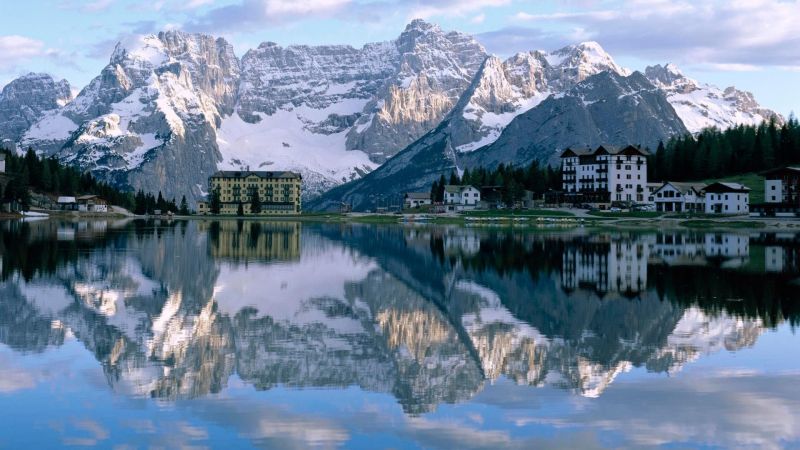 Itálie,Vánoce,jezero,Misurina