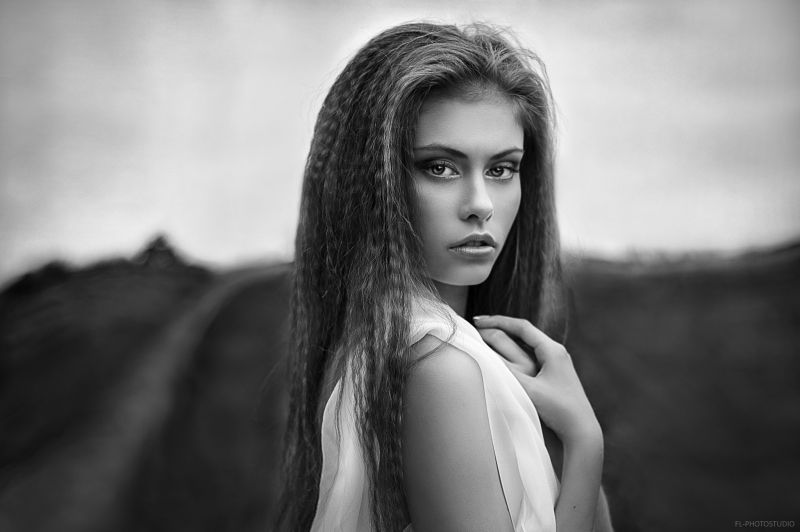 bílý, Černá, ženy, černobílý, model, portrét bílý, Černá, ženy, černobílý, model, portrét