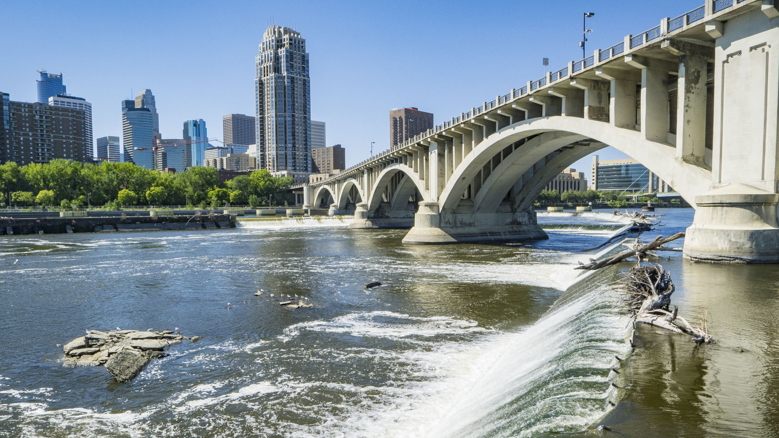 voda, Cestovní ruch, most, řeka, obloukový most, dovolená, minneapolis, centrum, Mississippi, 65bridge, mezník, vodní