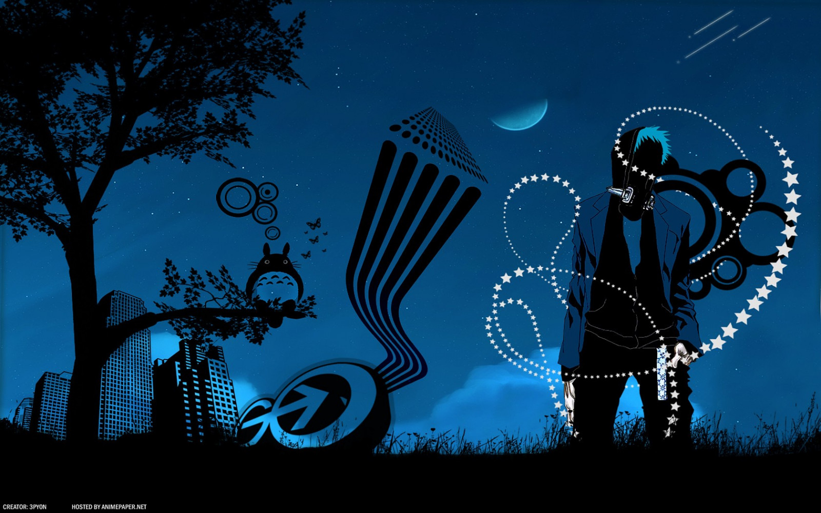 ilustrace, noc, půlnoc, heverilson, tma, Snímek obrazovky, počítač tapeta, font, kryt alba