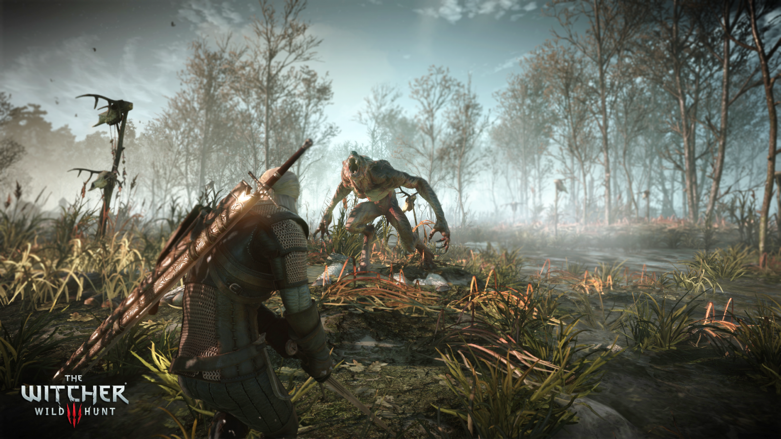 Fondos de pantalla La caza salvaje de Witcher 3, Geralt de Rivia, Hombres lobo, pantano