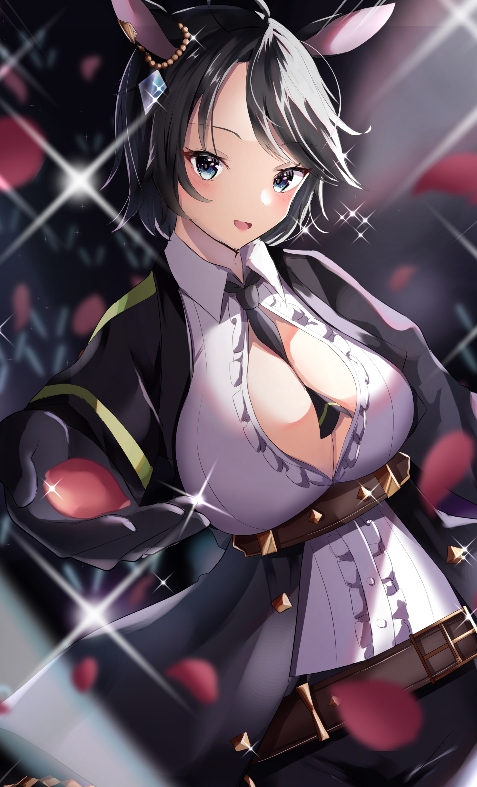 anime, anime jenter, Uma Musume Pretty Derby, horse girls, dyr ører, Fuji Kiseki Uma Musume, kort hår, svart hår, solo, kunstverk, digital kunst, fan Kunst