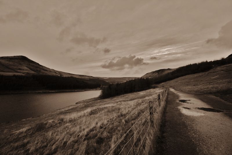 nebe, vysočina, mrak, horizont, jezero, Černý a bílý