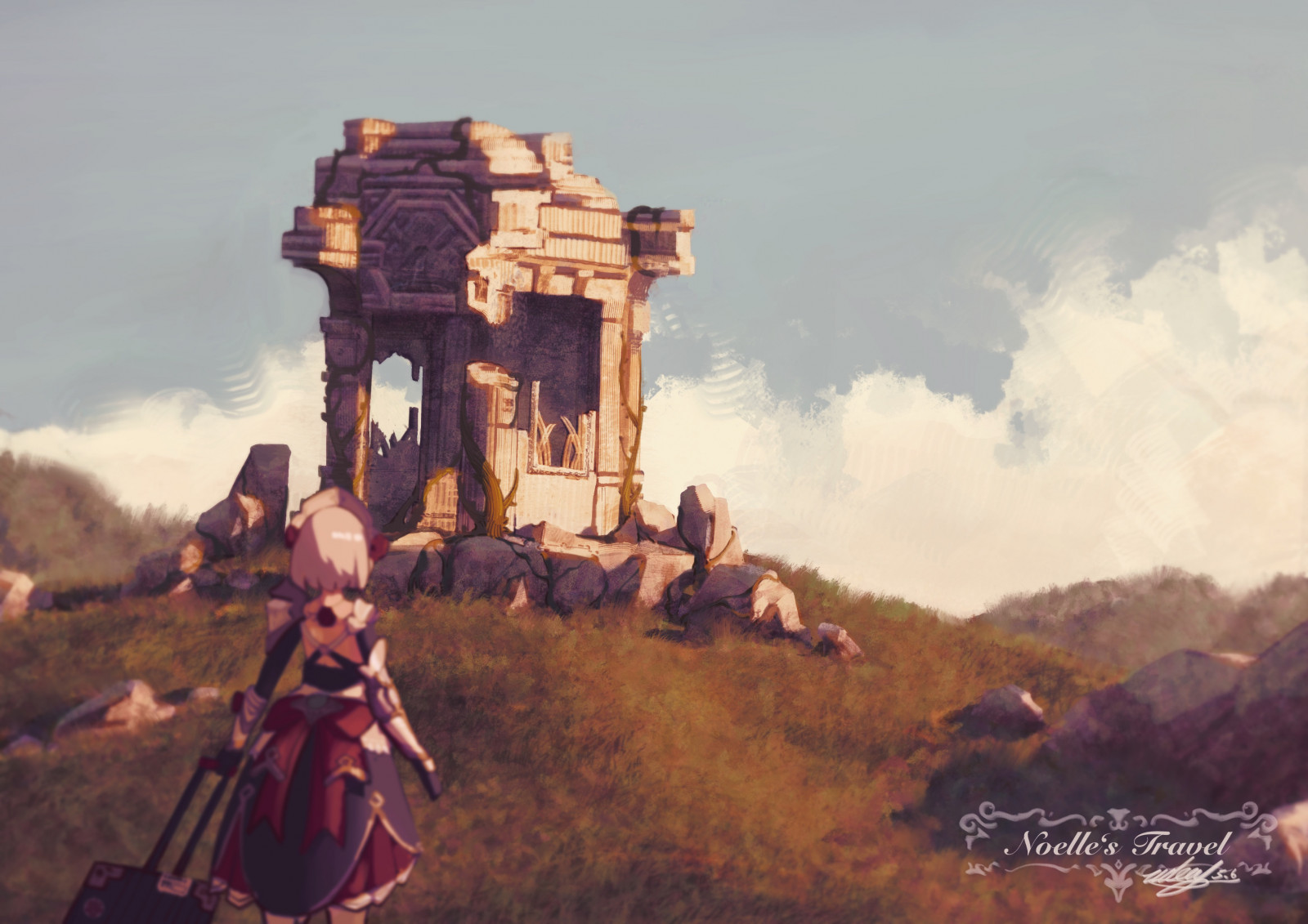 하늘, 구름, 세계, 여행, 식물, 산악 지형, 경치, 농촌 지역, 미술, 행사, 언덕, 여가, Natural landscape, 장난, 록, 역사, 고대 역사, cg artwork, 유적, 목초지, 고고학 유적지, video game software, 흙, 삽화, 역사적 장소, 아치, 관광 여행, 휴양, 모험, 그림, 저녁, 관광 명소, 유네스코 세계 문화 유산, PC 게임, 잔디, 힌두교 사원