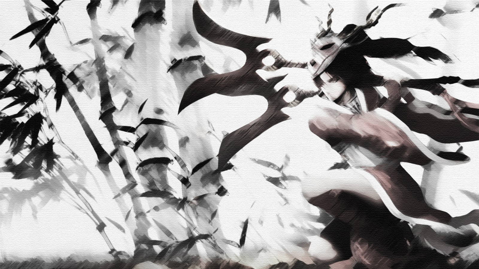 výkres, videohry, fantasy umění, League of Legends, větev, Akali, UMĚNÍ, strom, list, květ, skica, Černý a bílý, monochromatické fotografování