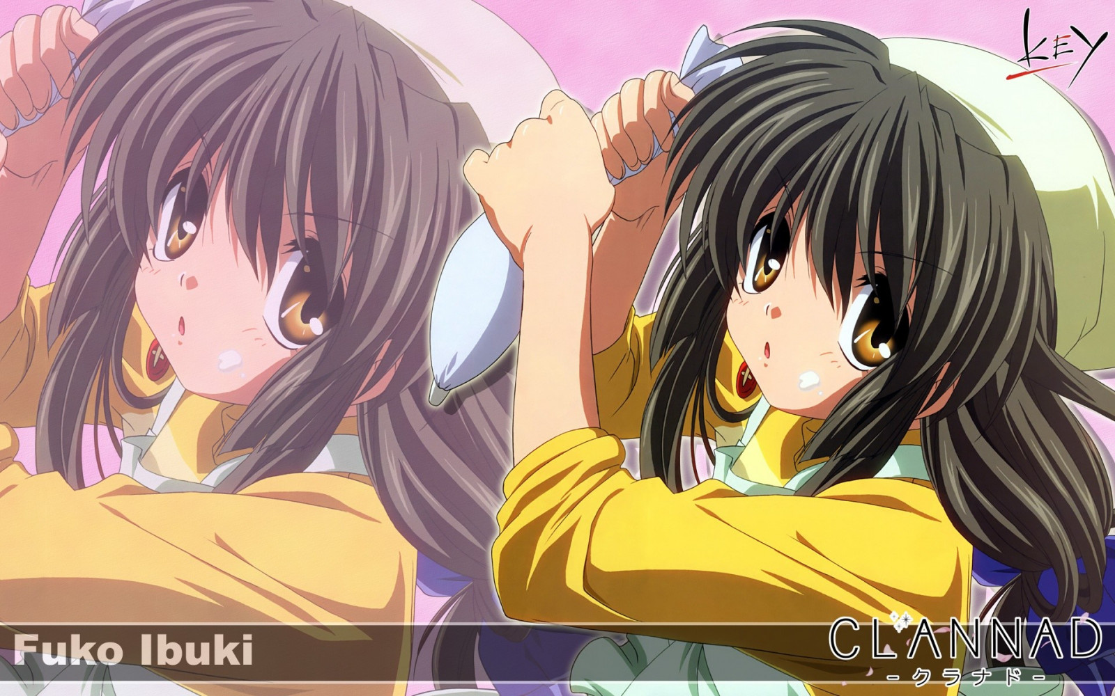 ilustrace, anime, umělecká díla, kreslená pohádka, černé vlasy, Clannad, Ibuki Fuko, mangaka