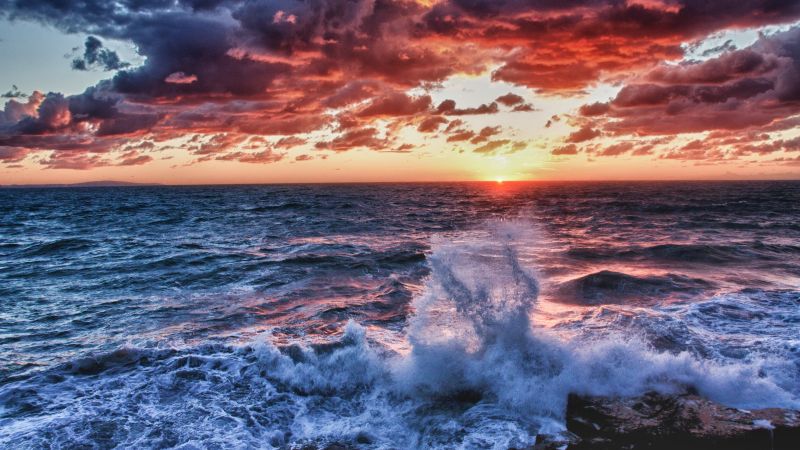 3840x2160 px, HDR, nature, sea, sunset, clouds 3840x2160 px, HDR, nature, sea, sunset, clouds
