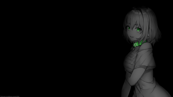selective coloring,black background,dark background,simple background,anime girls,minimalism