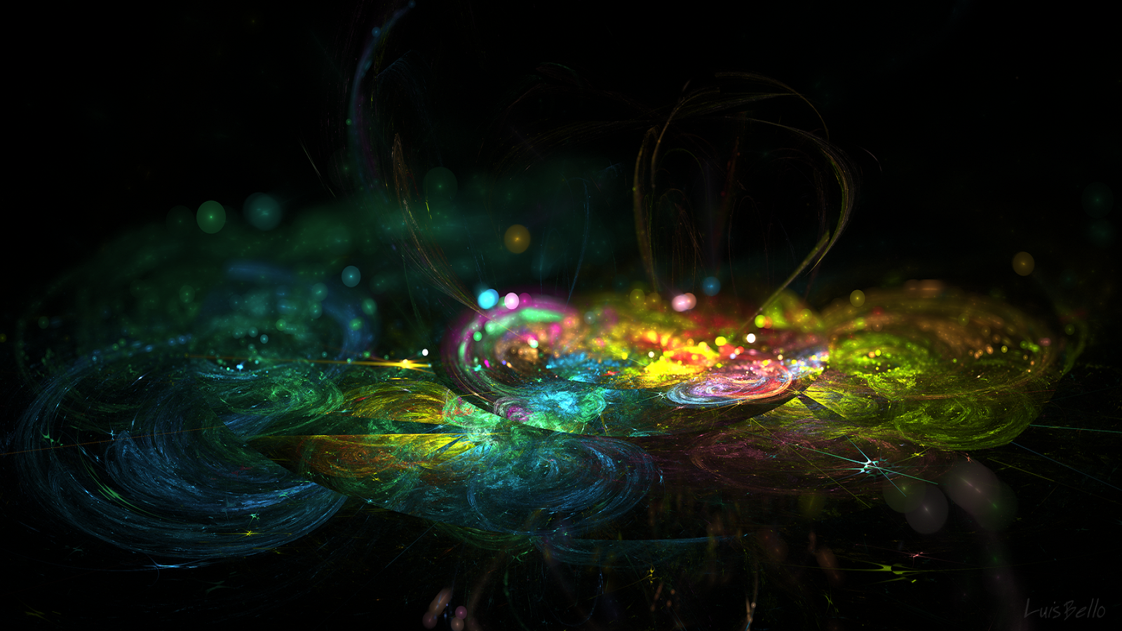 barvitý, digitální umění, noc, prostor, odraz, zelená, kruh, vesmír, UMĚNÍ, světlo, barva, tma, Snímek obrazovky, počítač tapeta, fraktální umění, zvláštní efekty, vesmír, makro fotografie