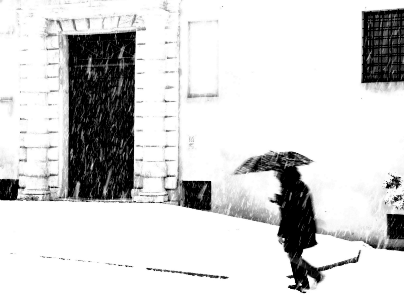 ulice, tělesné, Itálie, sníh, deštník, Italia, fuji, bod, mld, neve, Fujifilm, bianconero, Senigallia, ombrello, Portone, contrasto, carlocava, fujix10