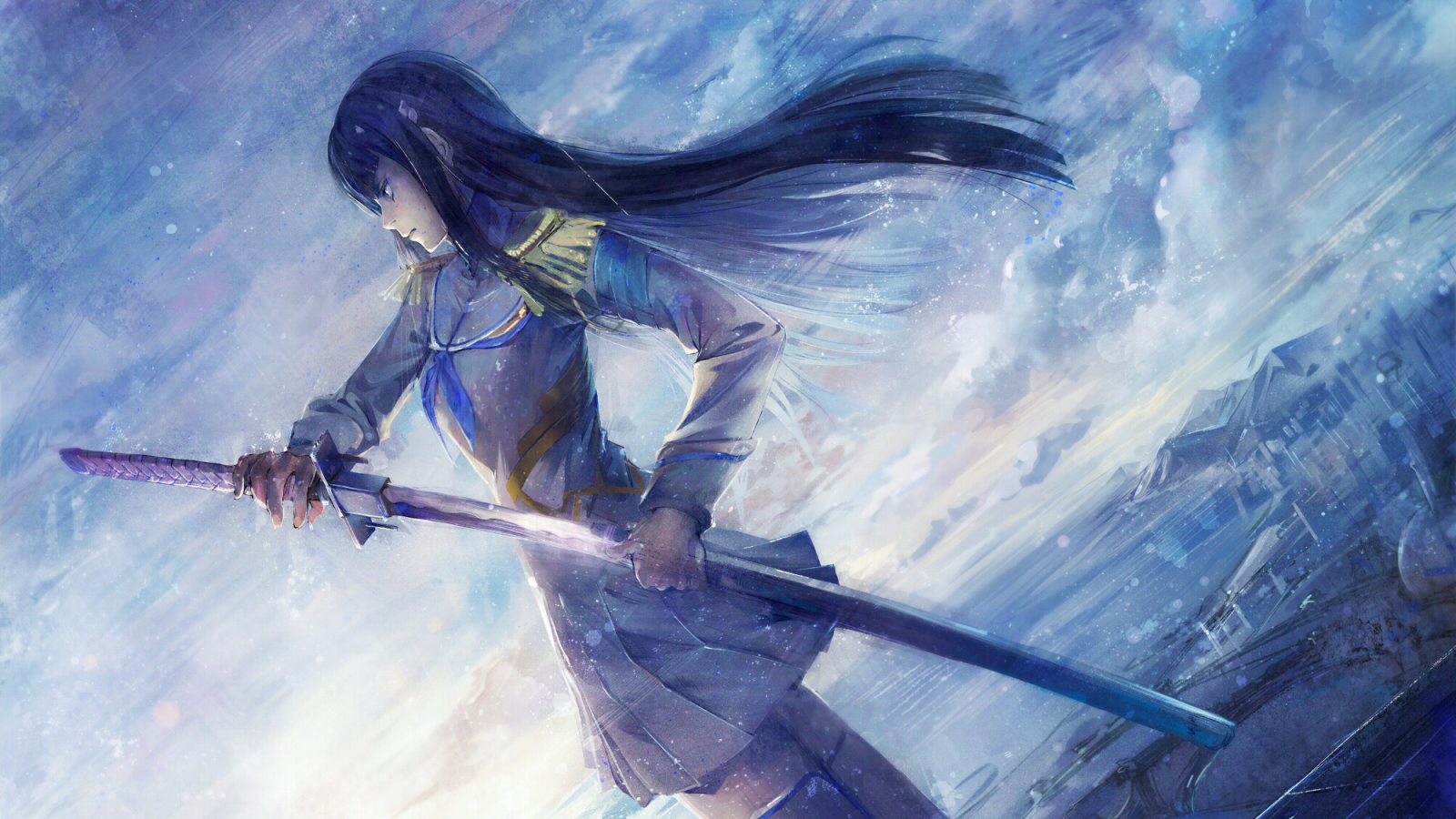 Kill la Kill, Kiryuin Satsuki, černé vlasy, katana