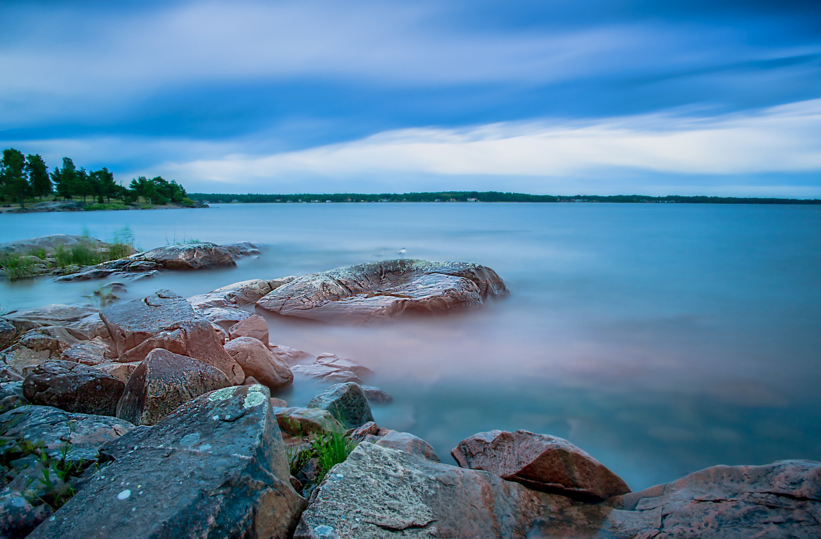 Fondos de pantalla Árboles, paisaje, bosque, mar, bahía, lago, agua