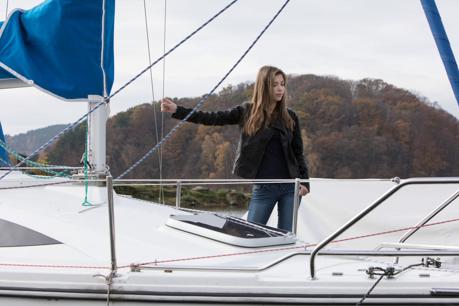 Mila Azul, model, ženy venku, loď