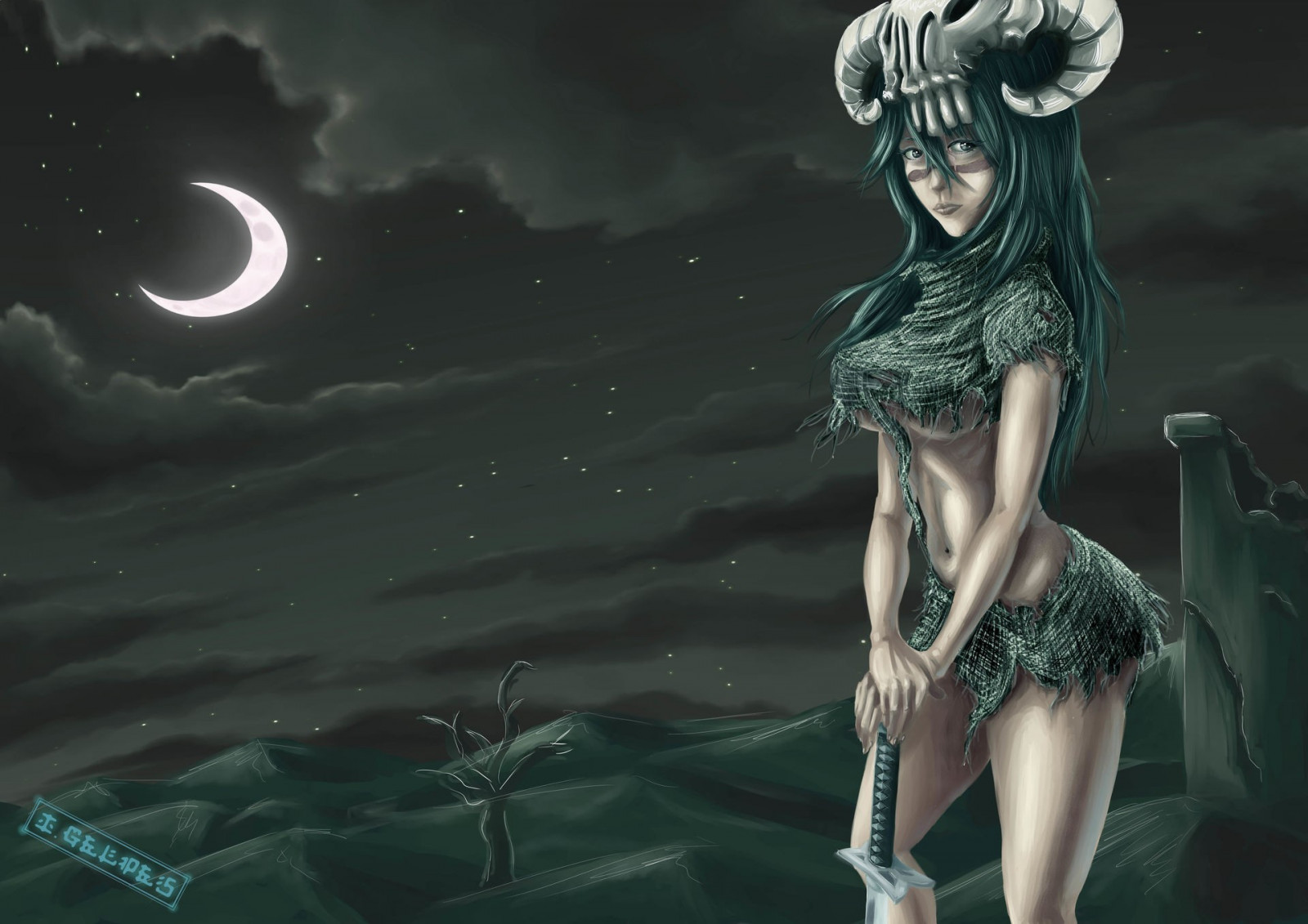 anime, anime dívky, bojovník, Bělidlo, mytologie, Espada, půlměsíc, Nelliel Tu Odelschwanck, Snímek obrazovky, fiktivní postava