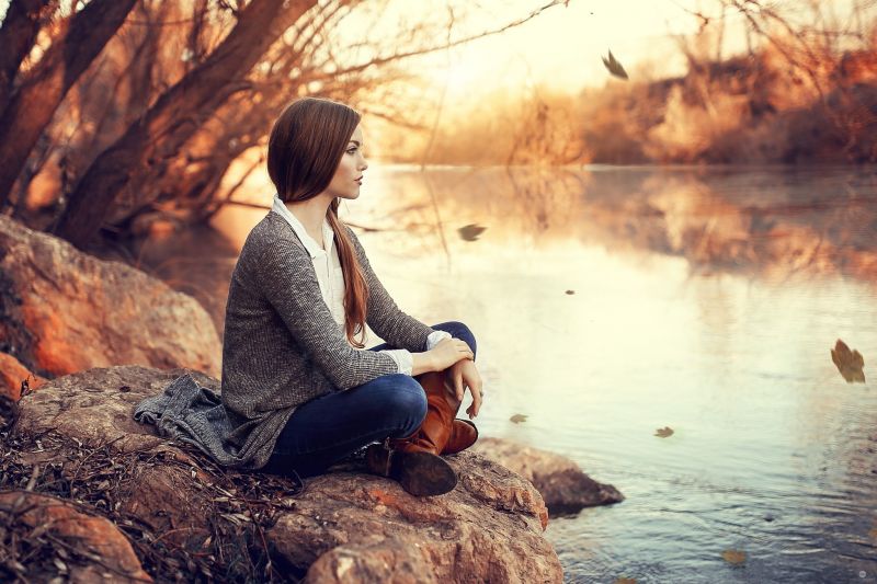 slunečnímu záření, ženy venku, ženy, model, Příroda, sedící